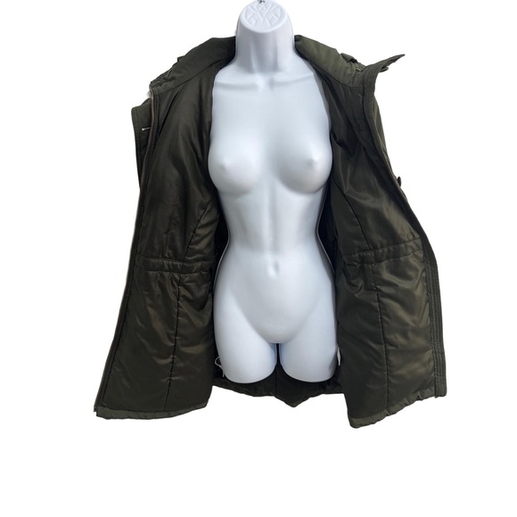 Athleta Olive Green Drawstring Hooded Parka Jacket Small Alpine Camping Outdoor - Picture 8 of 12